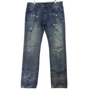 CJ Black Premium Jeans Mens 36x34 Slim Whiskered Distressed Skater Grunge Gothic